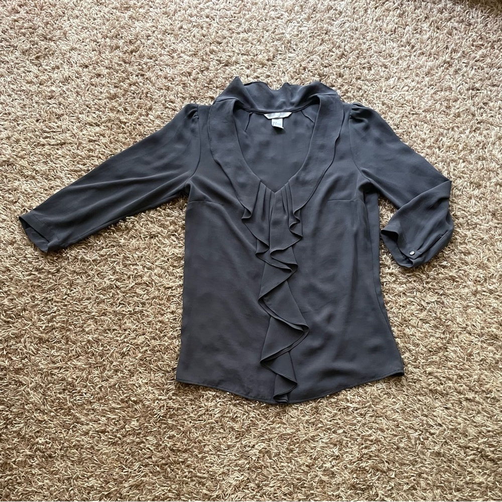 H&M Charcoal Ruffle Blouse